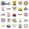DIY Hand Boek Decoratie Benodigdheden 50 Stuks Frankrijk Reis Stickers, Franse Bezienswaardigheden Vinyl Decals, Peel and Stick Vintage Bezienswaardigheden Patronen voor