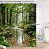 Waterproof Shower Curtain Featuring a Tranquil Forest Stream Scene for a Relaxing and Nature Inspired Bathroom Decor