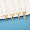 Trendy Copper Zircon Boys and Girls Pendant for Women Gold Plated Clavicle Chain Necklace Family Mother's Day Gift Zircon