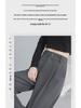 Women's Black Wide Leg Pear-Shaped Suit Trousers with Iron Ring Design - Spring & Autumn Casual Wear