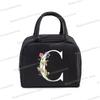 1Pc Portable Lunch Bag Wildflower Alphabet ABCD..Cooler Ice Pack Lunch Box Insulation Package Insulated Thermal Unisex Lunch Bag