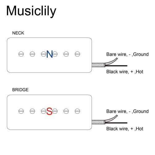 Musiclily Pro P90-BLA Alnico 5 P90 Soapbar Pickups, Single Coil, Neck and Bridge Pickup Set for Electric Guitars, Cream