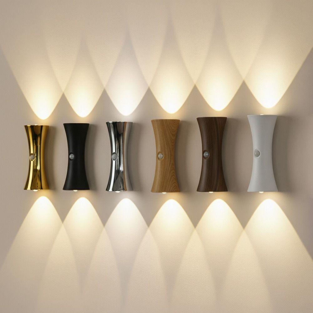 Creative LED Hourglass Wall Lamp Dimmable Wireless Motion Sensor Night Light Adjustable Brightness Up Down Light
