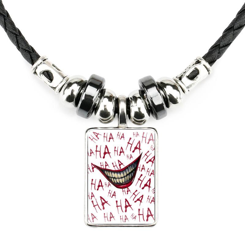 Klasický filmový přívěsek Joker Náhrdelník Pro Muže Ručně vyráběný Geometrický Kožený Provázek Řetízek