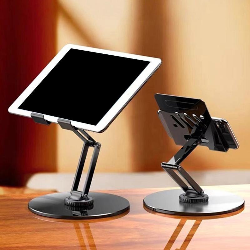 Aluminium Metall Tablet Ständer Halter mit 360 Grad drehbarer Basis Verstellbar Geeignet für Videokonferenzen Film schauen