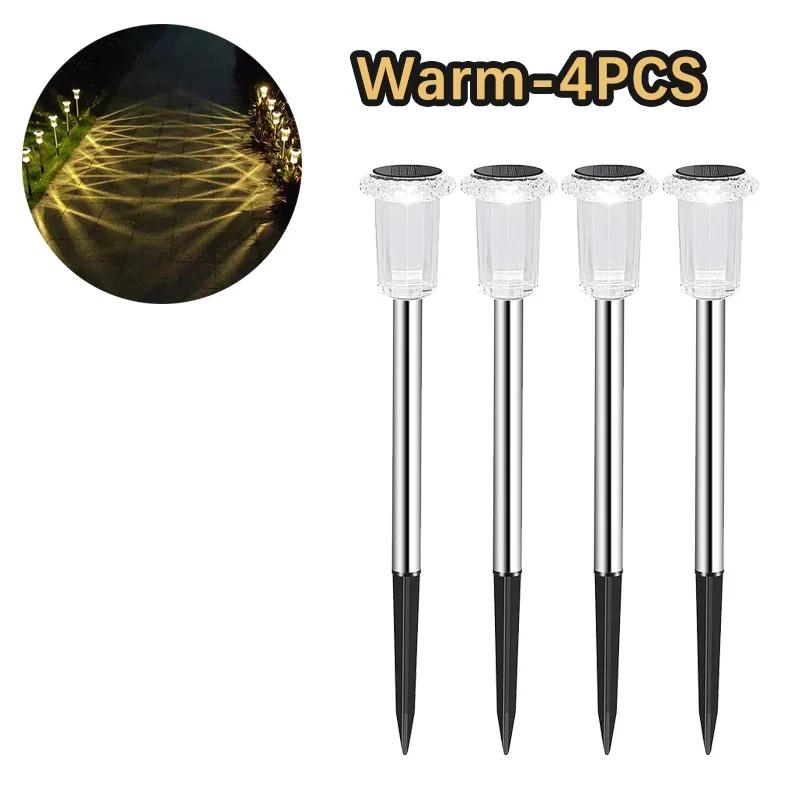 Solar Powered Stainless Steel Garden Lights Waterproof Outdoor Pathway Lighting Auto On/Off Landscape Yard Decor Solar Power
