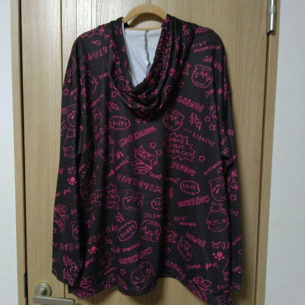 [USED] mof manul black and pink all-over print hoodie