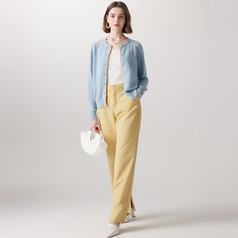 PALUOPO Women's Floral Jacquard Cashmere Cardigan