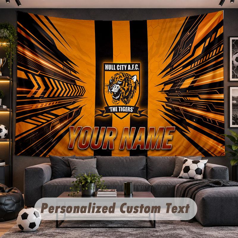 Wall Hanging Tapestry Custom NameHull FC Pattern Personalized Printed Fabric Wall Decor