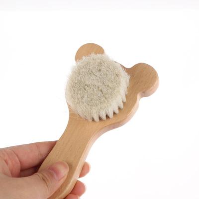 Weiche Ziegenborsten Duschbürste Holzgriff Superweicher Schwamm Badebürste Babyhaar Haut Körpermassage Reinigungswerkzeug