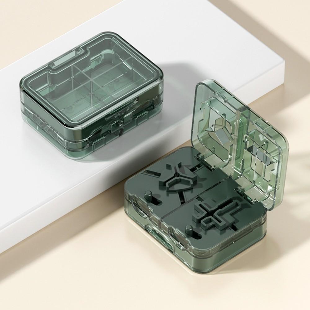 

Transparent Pill Organizer Case Sealed Medicine Tablet Storage Box New Pill Box with Pill Cutter зелений