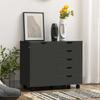 Office Cabinet With 5 Drawers 1 Door Adjustable Shelf Printer Stand On Wheels 78x40x66.5 Cm Black