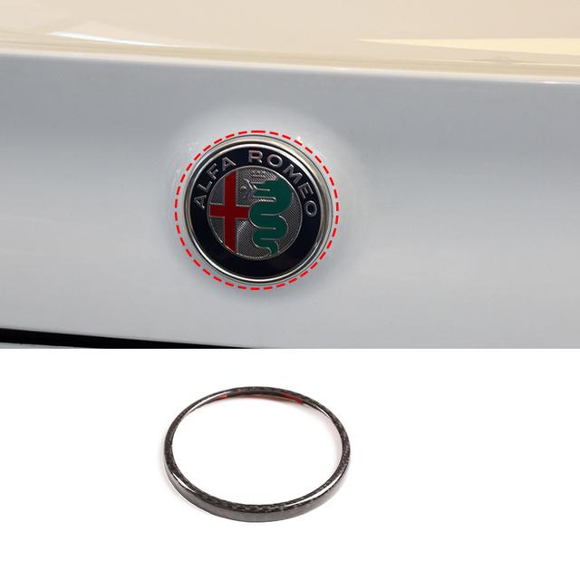 Real Carbon Fiber Für Alfa Romeo Giulia Stelvio Auto hinten Logo Kreis Abdeckung Trim Aufkleber Auto Außen Zubehör