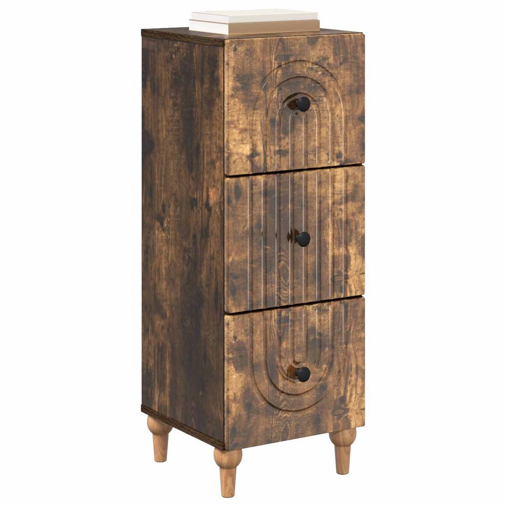 Vintage Style Drawer Cabinet Smoked Oak Finish 33 x 34.5 x 90 cm