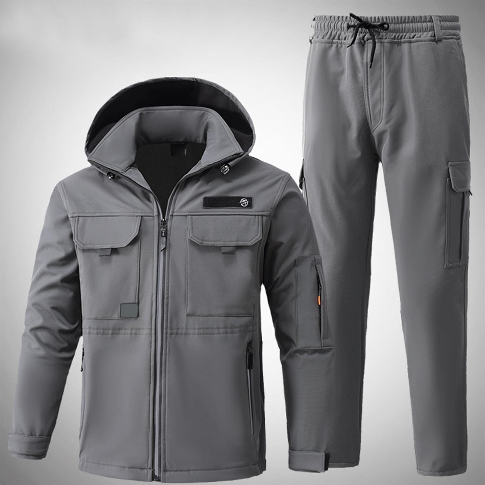 

Мужской флисовый костюм-куртка Ветрозащитный и водонепроницаемый Уличный Защищающий от холода Теплый Хлопковый Жакет Утепленный Костюм XL