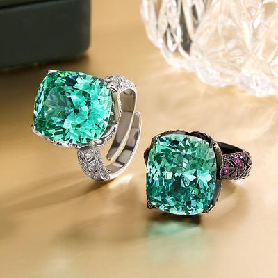 Jewelry Copper Bottom Gold-Plated Retro Simulation Para Green Black Gold Retro Ring Female 14 * 16
