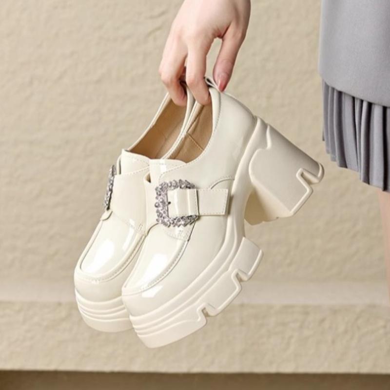 Fashion Autumn Women's Casual Classic Sweet Loafers Thick Sole Fashion Thick Heel Women's Mary Jane High Heels Zapatillas De Deporte