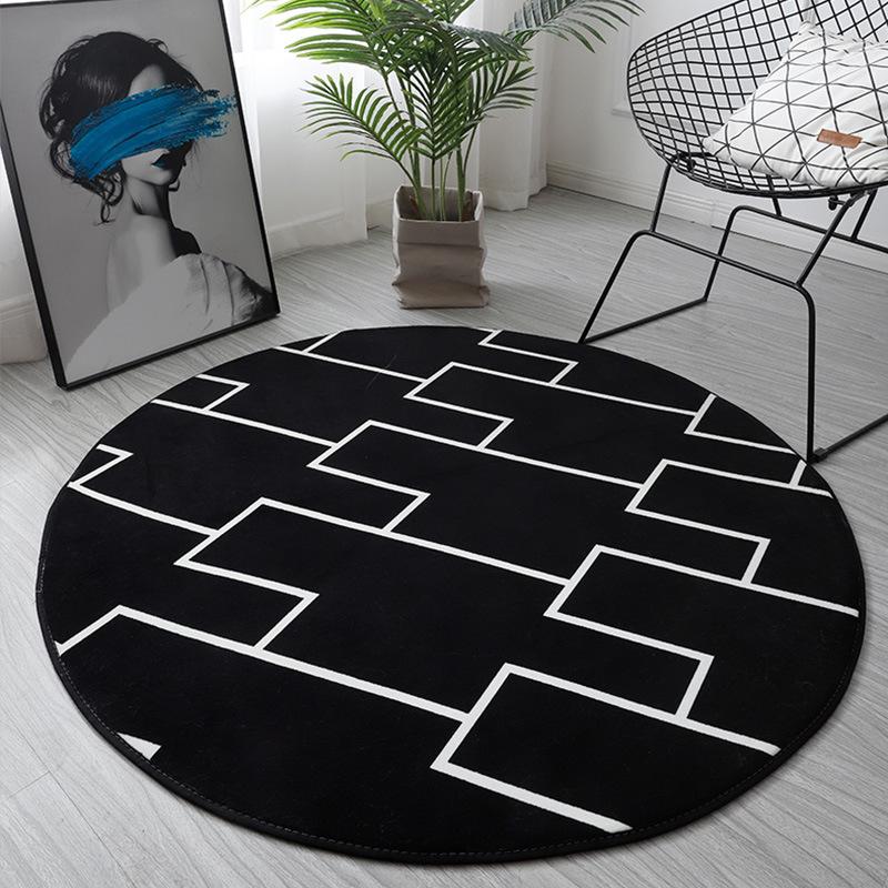 Black and White Printed Zebra Carpet Stripe Living Room Round Floor Mat Non Slip Door Mat Children's Bedroom Floor Mat