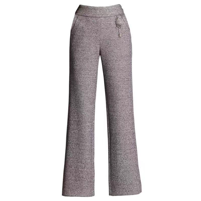 Women's Slimming High-Waisted Woolen Flare Pants, Autumn/Winter 2026 Collection - Stylish, Straight-Leg Design