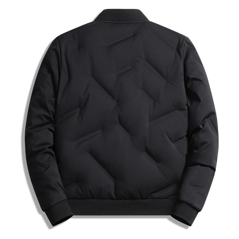 Men's High-Quality Down Cotton Baseball Collar Cardigan Solid Color Jacket
