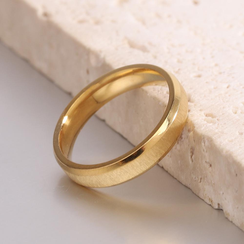 18K Gold 3MM Retro Frosted Stainless Steel Fashion Ring for Women Size 9