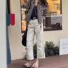 Women's High Waist Pleated Jeans - Slimming, Loose Wide-Leg, Light Color, Petite Fit - 2024 Spring/Autumn Fashion.