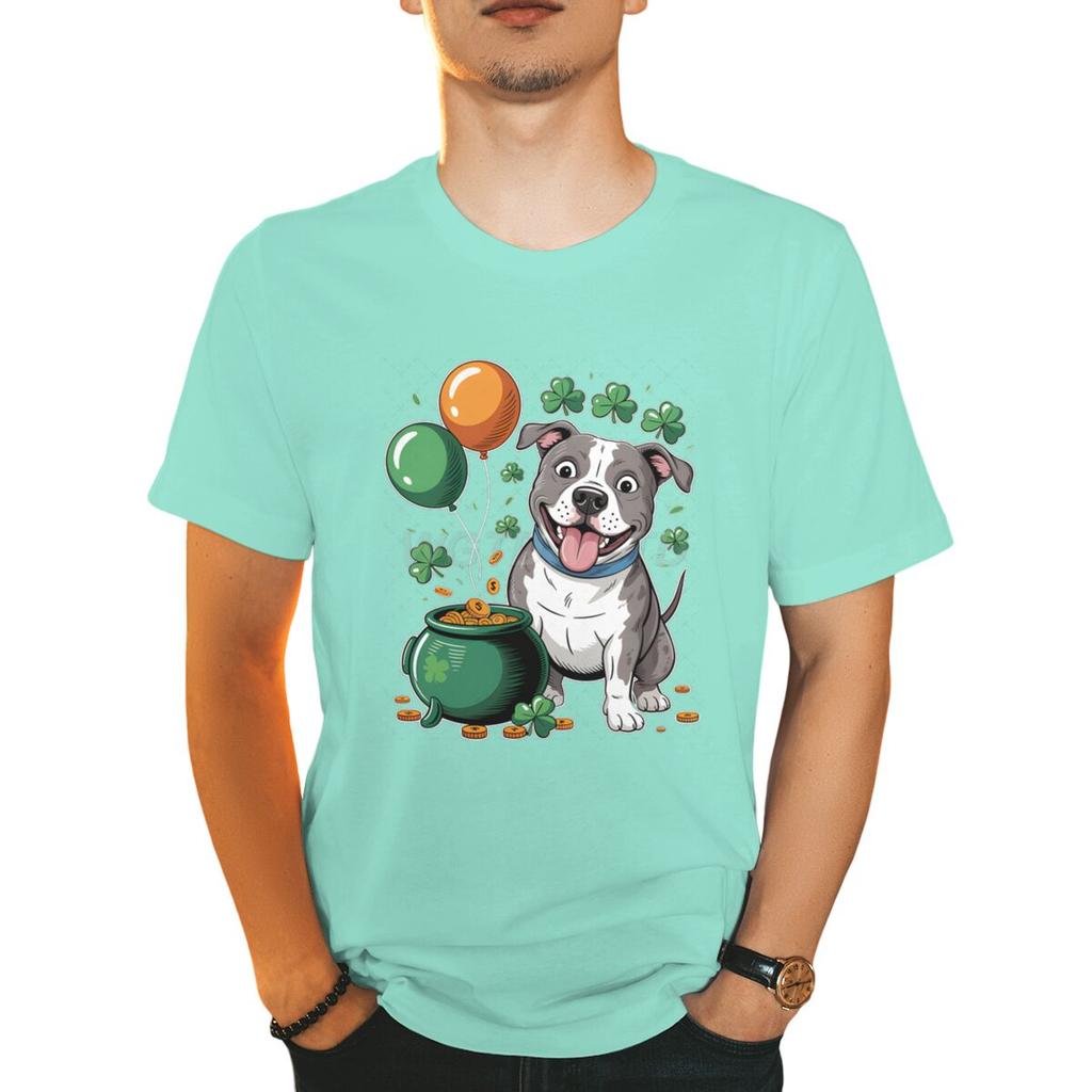 Funny St Patricks Day Dog Shirt Design Women Unisex Clothing Lucky Irish Day Shirt St Patricks Day Shamrock Leaves Casual Tops