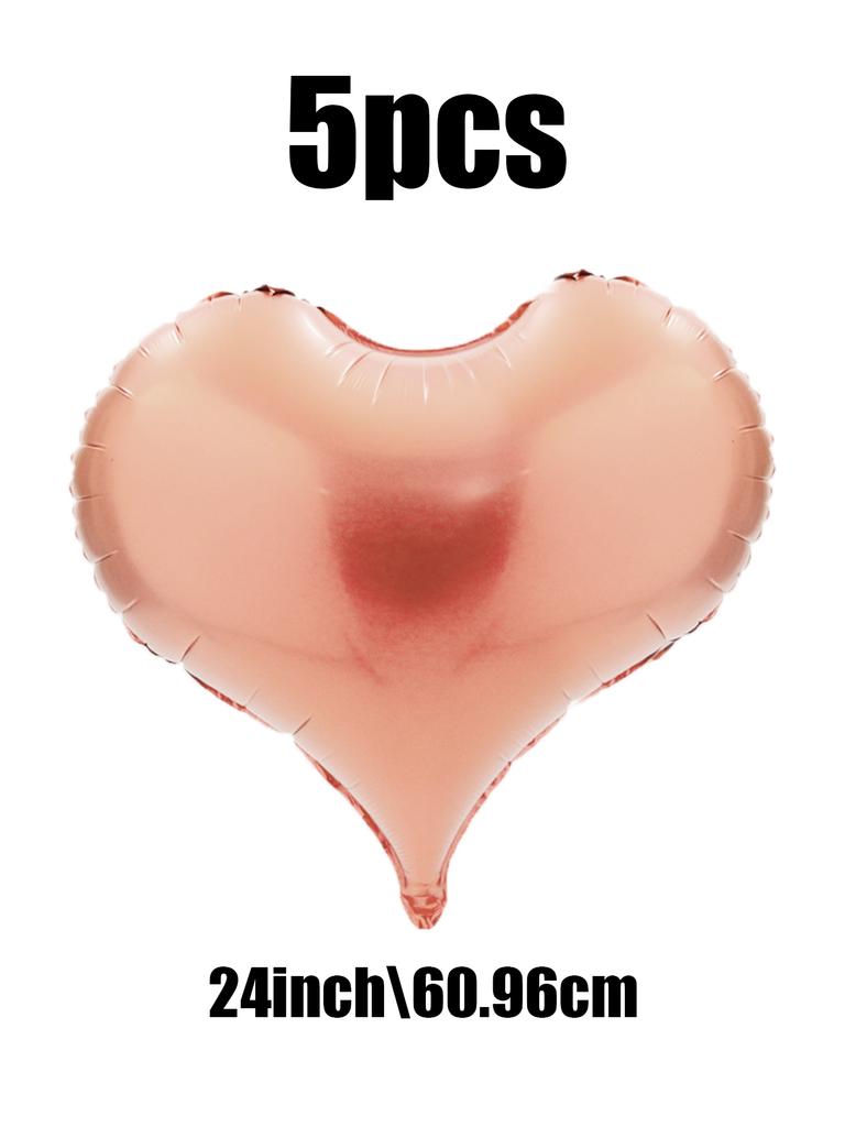 1pc-24 Inch Heart-shaped Aluminum Foil Balloon Birthday Party Heart-shaped Decoration, Anniversary Decoration