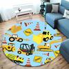 Construction-Themed Kids Rug for Playroom or Nursery Round Carpet for Home Sofa Bedroom, Gift