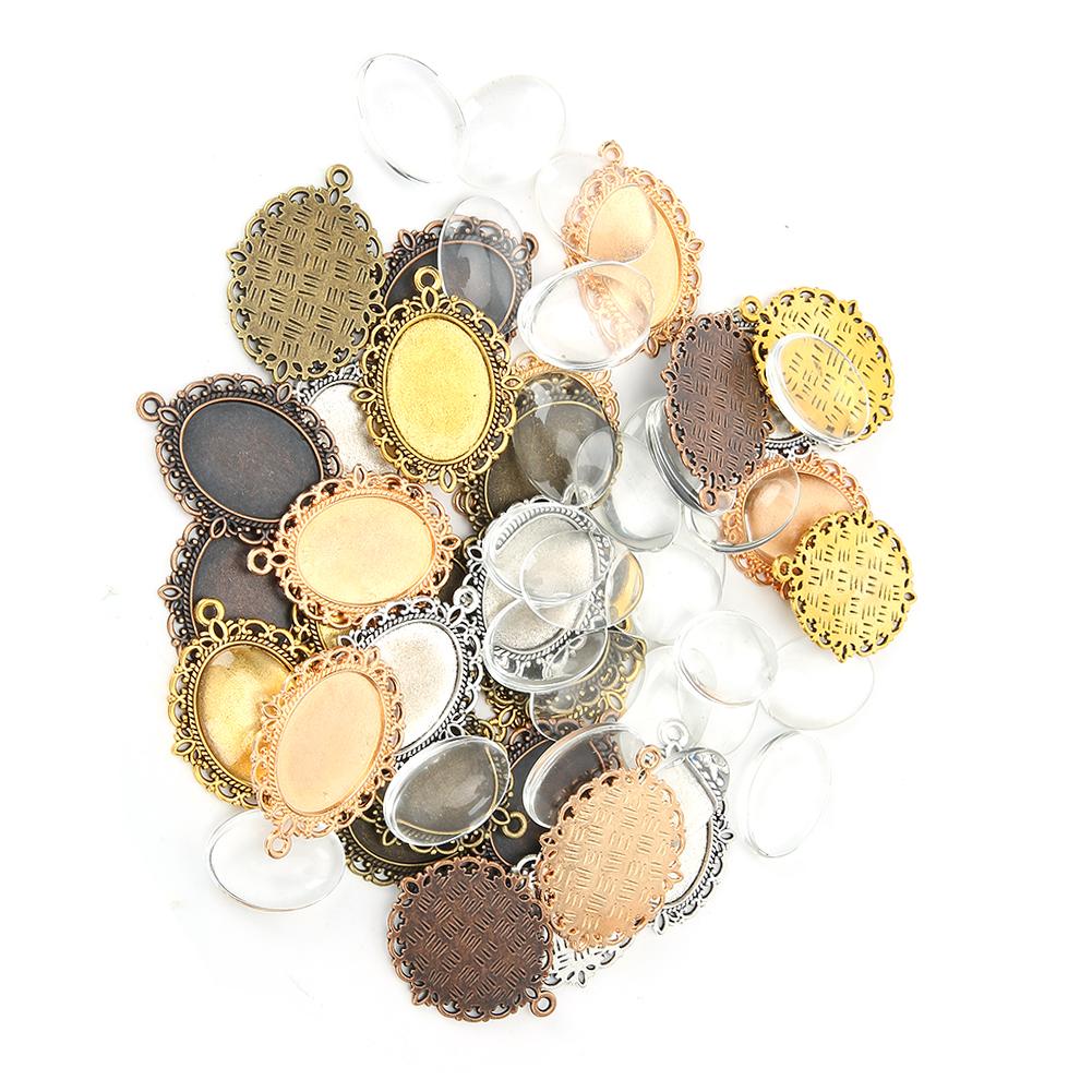 Takı Ucu DIY Kolye Ucu Tepsimleri Camlı Takı Yapım Aksesuarı 60 Adet