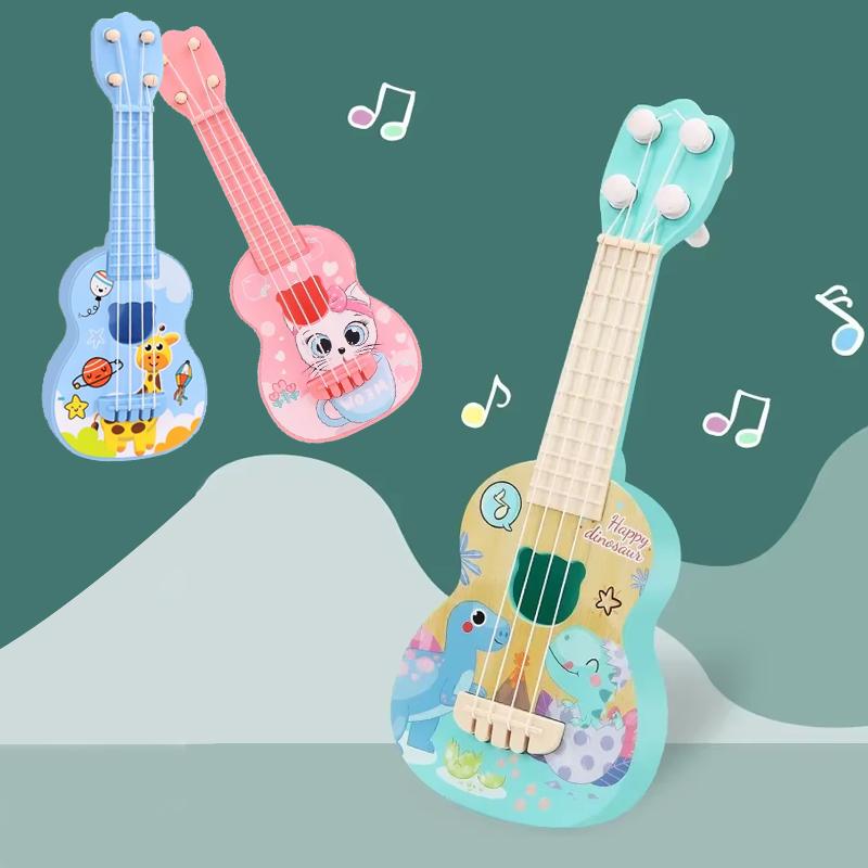 Bambini Ukulele Giocattoli musicali 4 corde Piccola chitarra Montessori Strumenti educativi Giocattolo musicale Musicista Apprendimento Regalo
