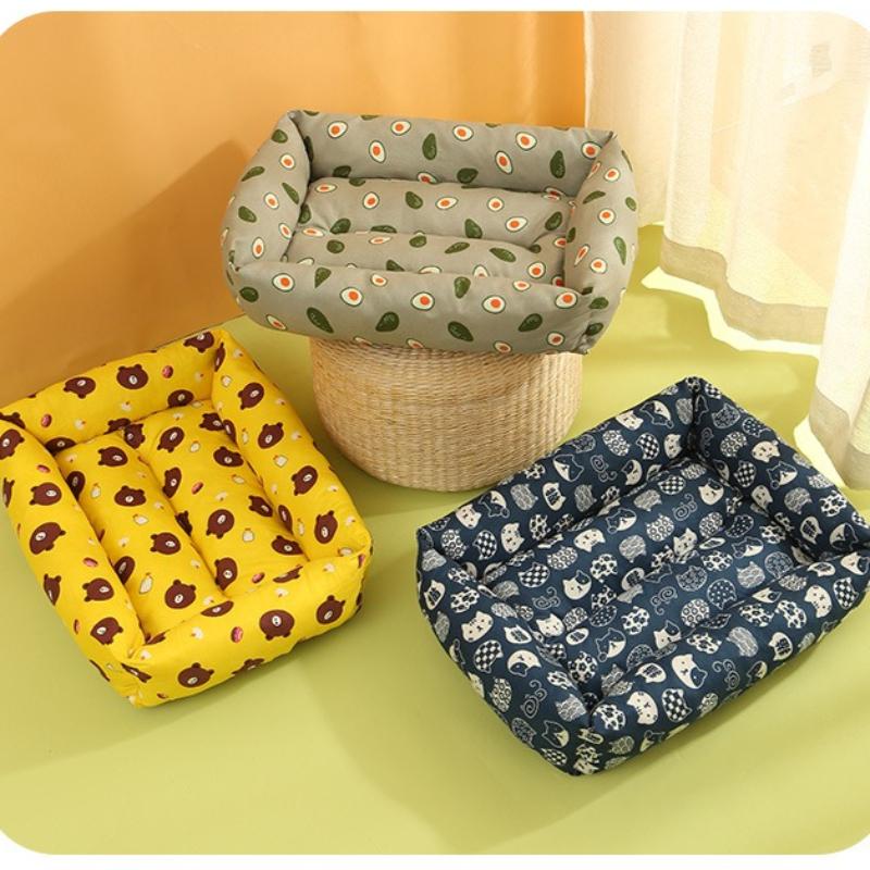 1pc Thick and Soft Pet Mat Semi Wrapped Small Dog Bed with High Rebound and No Collapse Cat Bed Large Space Increases Four Season Universal Pet Bed