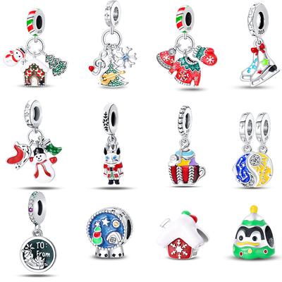 100% Copper Snowman Romantic Winter Christmas Series Charms Beads Fit 3Mm Original Bracelets Diy Gift Fine Jewelry