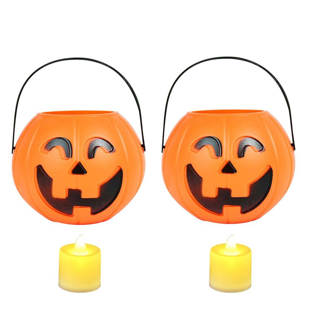 Holder DIY Portable Trick Or Treat Bags Halloween Decor Candy Boxes Pumpkin Bucket Pumpkin Lamp