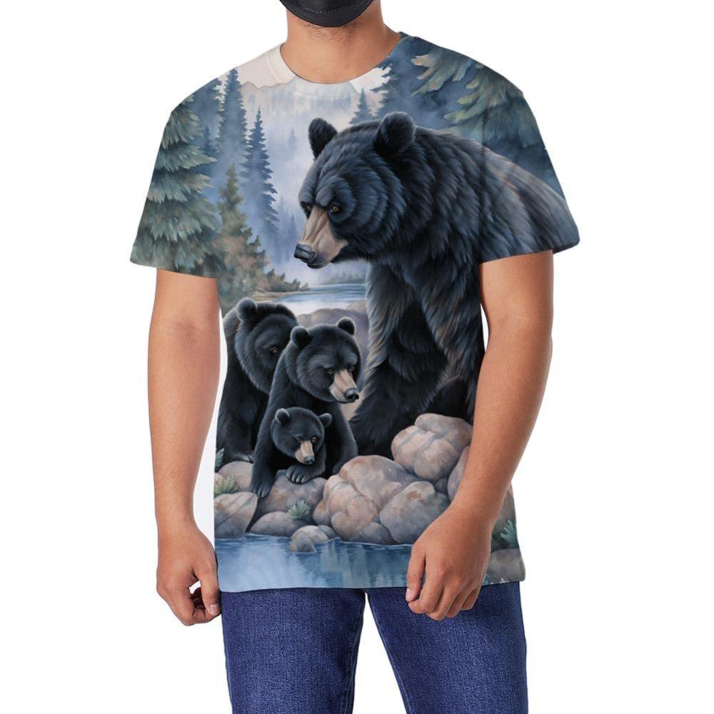 Fierce Animal Series 3D Digital Printed Men's Street Trendy Round Neck Short Sleeved T-shirt