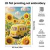 Felt Sunflower Van Towel, Quick Dry Absorbent Towel, Wool Texture Cute Print, Soft Face And Bath Towel