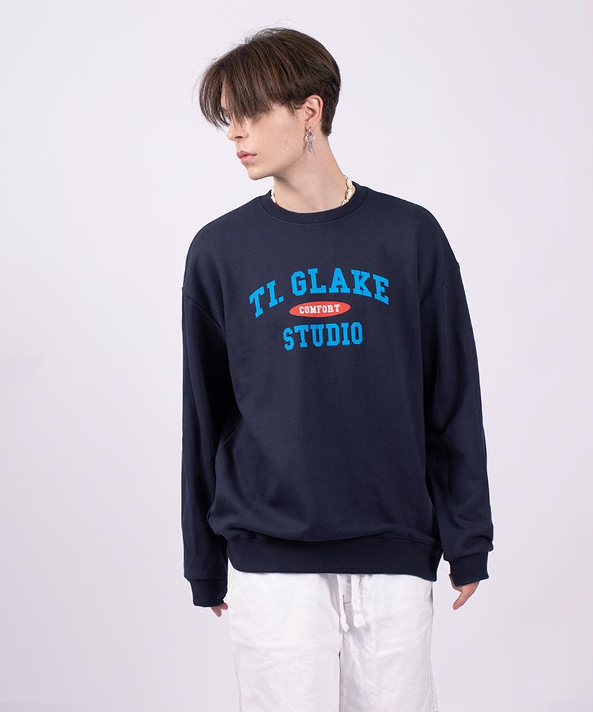 TI.GLAKE Comfort Oversized French Terry Sweatshirt Navy