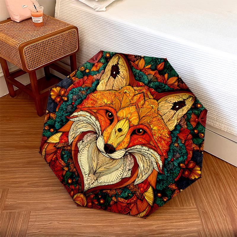 1 PC Automatic Folding Umbrella - Fox Pattern, Portable & Foldable Design with 8 Ribs, Christmas Birthday Gifts