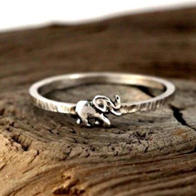 Women's Retro Thai Silver Elephant Rings: Unique European & American Animal-Inspired Jewelry