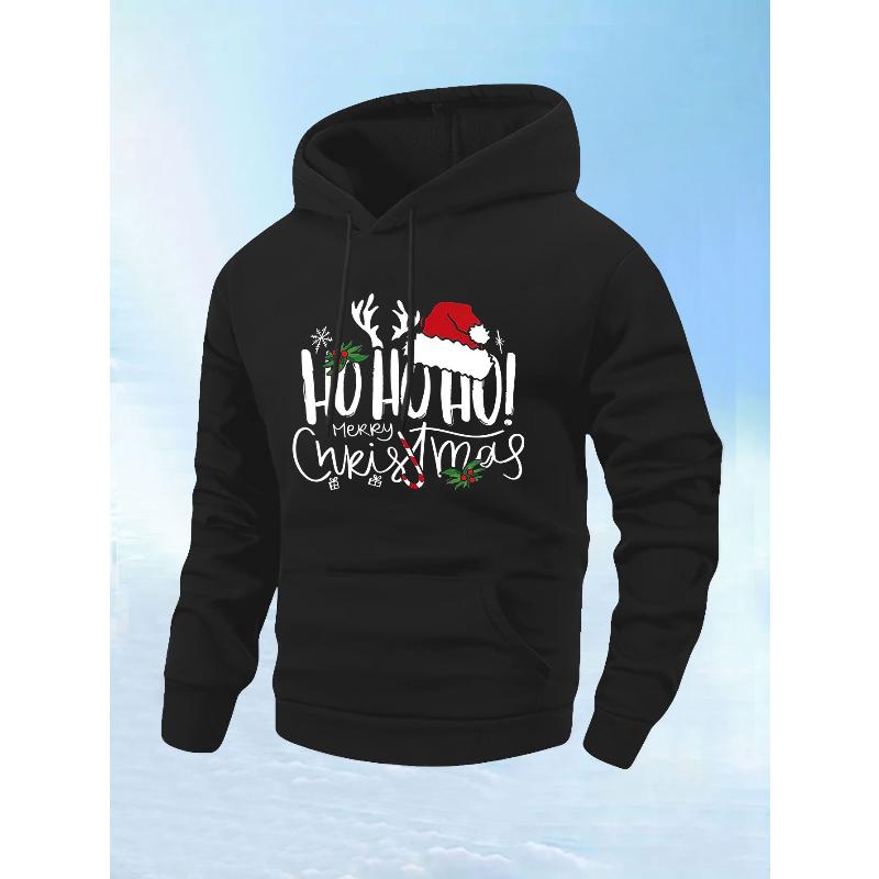 

Polyester Men s Hoodie Adjustable Drawstring Thermal Insulation Wrinkle Resistant Fall Winter XXL чорний