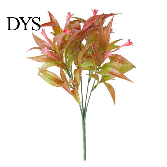 Fake Plant Artificial Realistic with Stems Non-withering No Watering 4 Branches Home Decoration Simulation Easy Care Trumpet Flower Green Leaf Bouquet