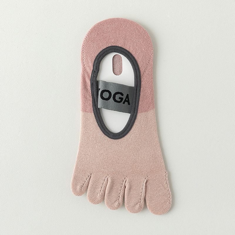 

Летние носки для йоги с пятью пальцами, нескользящие, с цветовой гаммой, носки для пилатеса с низкой посадкой Pink