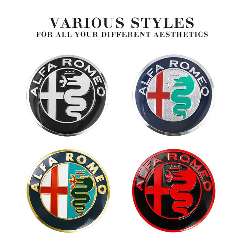UHNPV1 TFLGX1 4Pcs 56mm Car Wheel Stickers Center Hub Cap Car Emblem Badge Decal For Alfa Romeo 156 159 147 4C 8C 166 Giulia Giulietta Mito