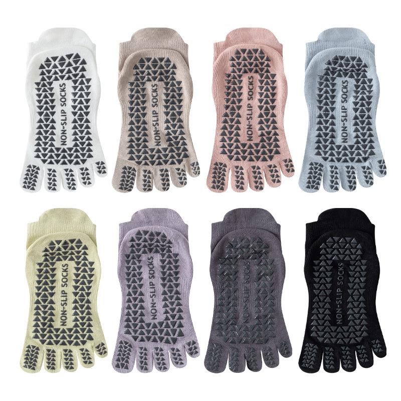 Five-finger Yoga Socks - Pure Cotton Women's Anti-slip Adult Exercise, Pilates Fitness Floor Toe-split Short Socks