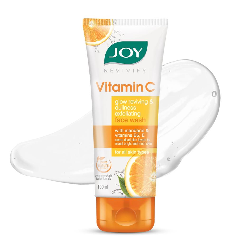 JOY Vitamin C Face Wash 100ml Pack of 1 For Glowing Skin Brightening Daily Cleanser Men Women