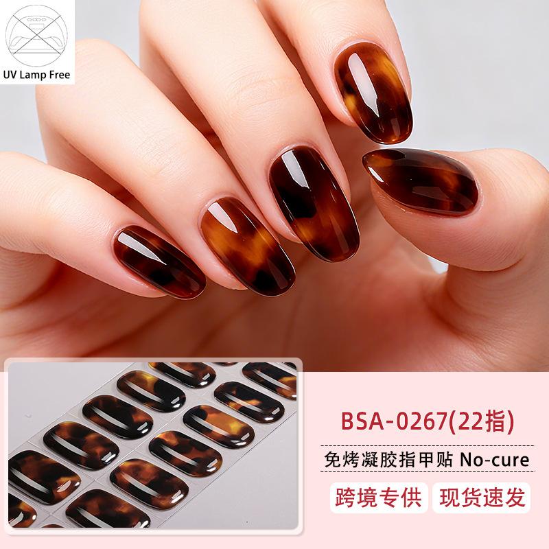 Leopard Print Gel Nail Art Sticker Waterproof Flash Ice Transparent Free Baking Lamp Nail Oil Film Nail Sticker