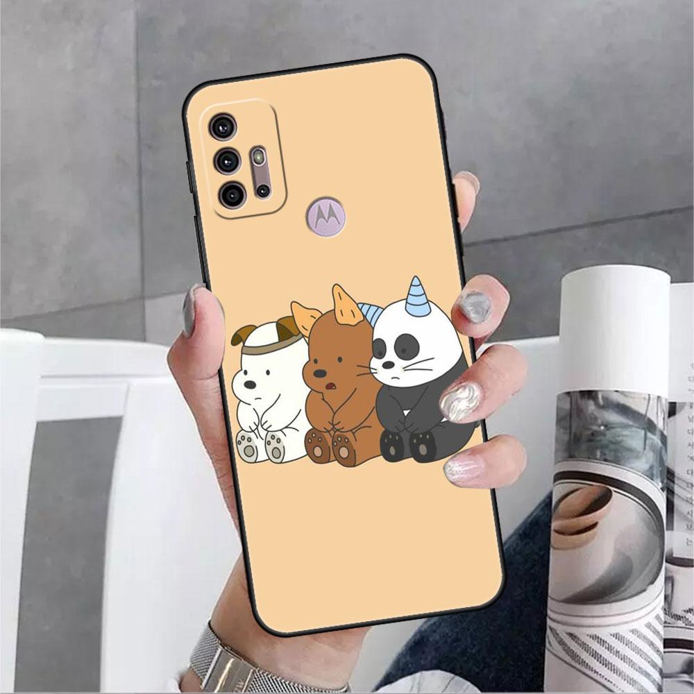 Roztomilé pouzdro We Bare Bears pro Motorola G30 G60 Edge 20 G9 G22 G8 Power G31 G500 G50 30 Pro Black Capas pro měkký telefon