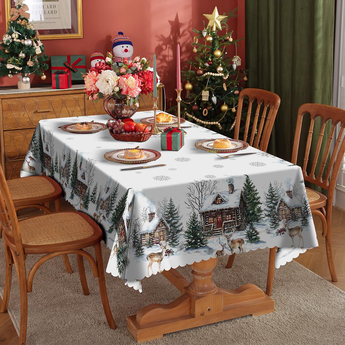 

Рождественская скатерть в американском стиле, праздничный декор, круглая скатерть для гостиной, столовой 150*220