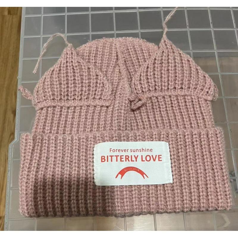 

Нишевый дизайн, персонализированная кошачья свинка, ушки, пара, вязаная шерстяная шапка, милая теплая осенне-зимняя шапка, тренд для мужчин и женщин One Size