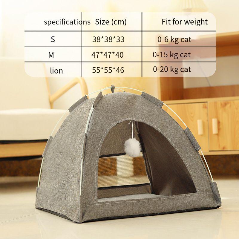 Breathable Felt Cats Tent with Interactive Toy Foldable Pets Cave Bed Four Seasons Universal Cat House for Indoor Cats & Kittens